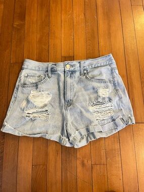 Aeropostale Mom Shorts Light Blue Distressed Denim Shorts
